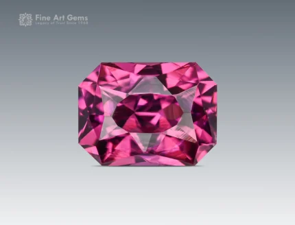 Cushion cut hot pink rhodolite garnet from Africa with eye-clean clarity