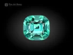 1.95 ct cushion cut tourmaline showing lagoon blue-green color and excellent clarity