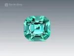 1.95 ct cushion cut tourmaline showing lagoon blue-green color and excellent clarity