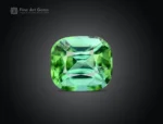 Natural mint-green cushion-cut tourmaline gemstone with bright brilliance and fine faceting from Afghanistan.