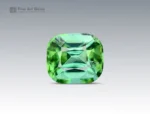 Natural mint-green cushion-cut tourmaline gemstone with bright brilliance and fine faceting from Afghanistan.