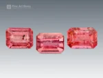 Emerald cut pink vayrynenite gemstones from Shengus, Roundu District, Pakistan