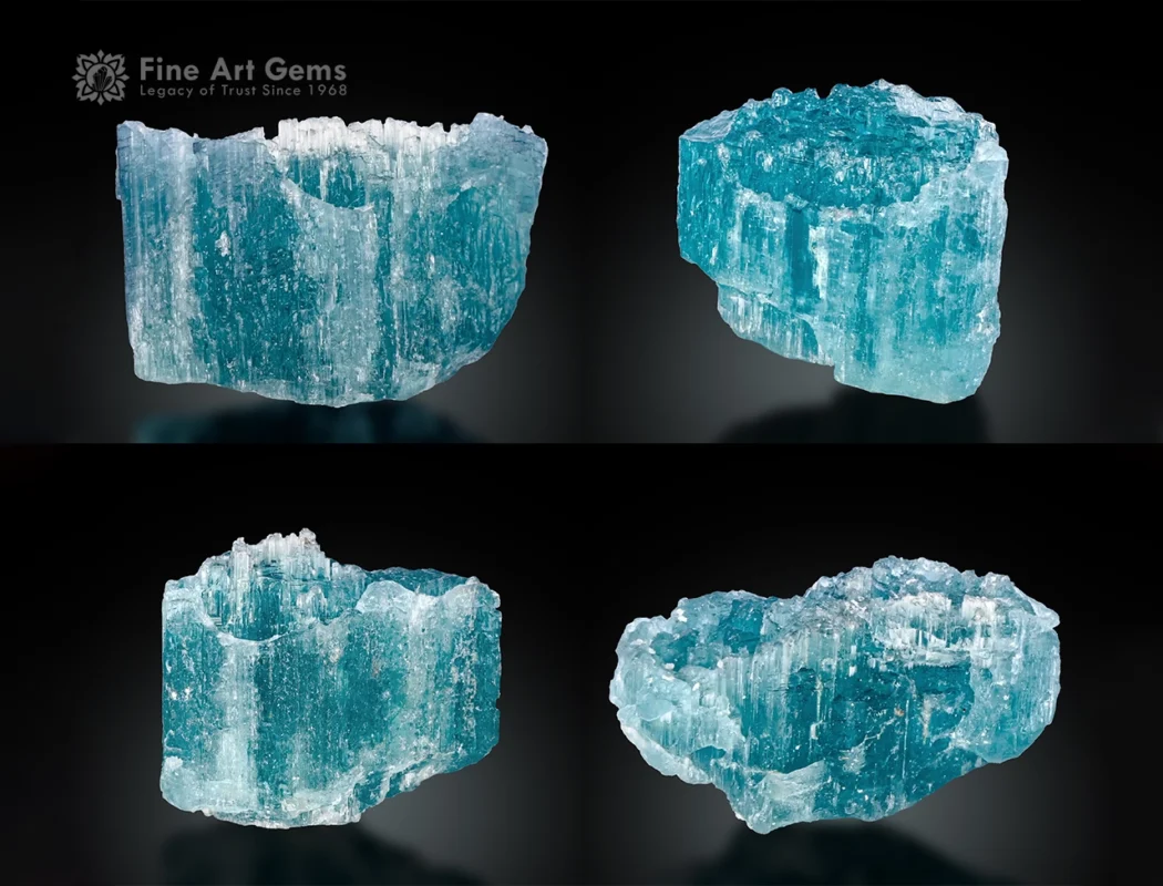 Fine, deep-blue tourmaline rough crystals from Afghanistan, with etched terminations, display quality, and are well-formed.