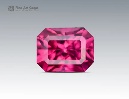 Emerald cut rhodolite garnet 0.90 carat raspberry color eye clean natural Africa
