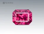 Emerald cut rhodolite garnet 0.90 carat raspberry color eye clean natural Africa