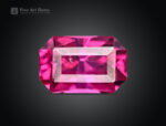 Emerald cut rhodolite garnet 1.15 carat hot pink gemstone from Africa, eye clean