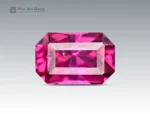 Emerald cut rhodolite garnet 1.15 carat hot pink gemstone from Africa, eye clean
