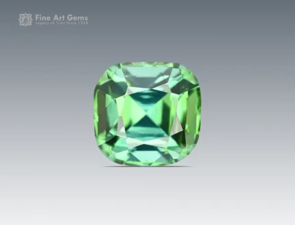 Cushion cut blue green tourmaline gemstone 1.40 carat eye clean natural Afghanistan