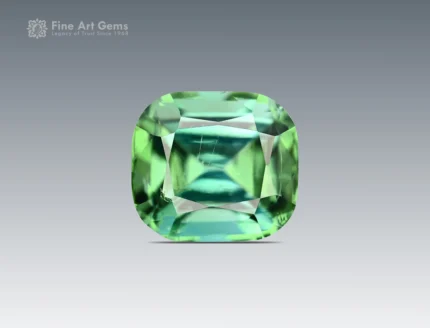 Blue green cushion cut tourmaline gemstone 1.80 ct from Afghanistan, natural, untreated
