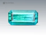 Natural blue tourmaline gemstone, emerald cut, Afghanistan