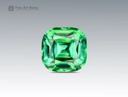 Cushion cut green and blue tourmaline gemstone from Afghanistan with eye-clean clarity