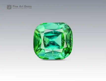 Cushion cut blue green tourmaline gemstone 2.90 carat natural included Afghanistan