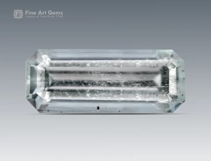 Emerald cut aquamarine gemstone from Pakistan with a very light blue color and natural inclusions