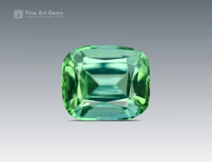 Blue green tourmaline cushion cut gemstone from Afghanistan
