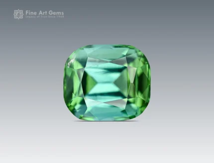 Eye-clean blue-green tourmaline cushion-cut gemstone from Afghanistan