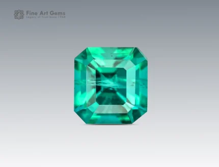 0.80 ct asscher cut blue green tourmaline gemstone from Afghanistan