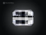 Pixel-cut quartz gemstone with white color and slightly included clarity from Pakistan