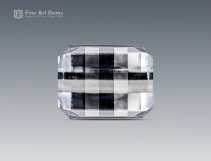 Pixel-cut quartz gemstone with white color and slightly included clarity from Pakistan