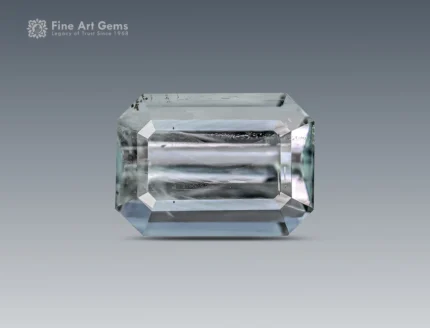 Emerald cut aquamarine gemstone with a light blue color from Pakistan