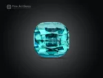 3.30 ct cushion cut paraiba tourmaline gemstone from Afghanistan with vivid blue-green color