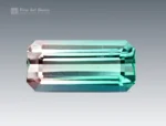 Emerald cut Afghan tourmaline gemstone with blue and pink bi-color zoning