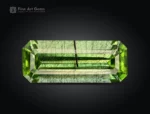 Emerald cut peridot with black ludwigite needle inclusions from Pakistan