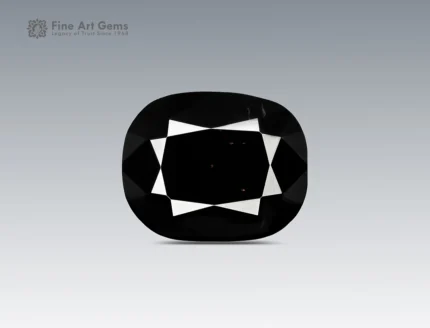 5 ct black schorl tourmaline cushion cut gemstone from Pakistan with deep color and smooth polish