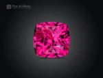 Hot-pink cushion-cut rhodolite garnet gemstone from Africa, eye-clean.