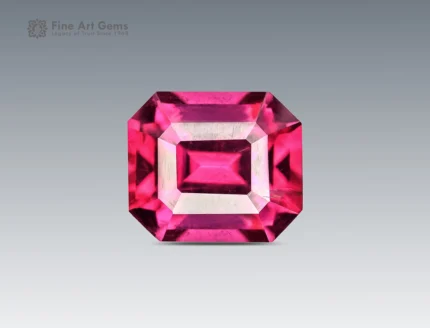 1.30 ct rhodolite garnet emerald cut gemstone with vivid hot pink color from Africa.
