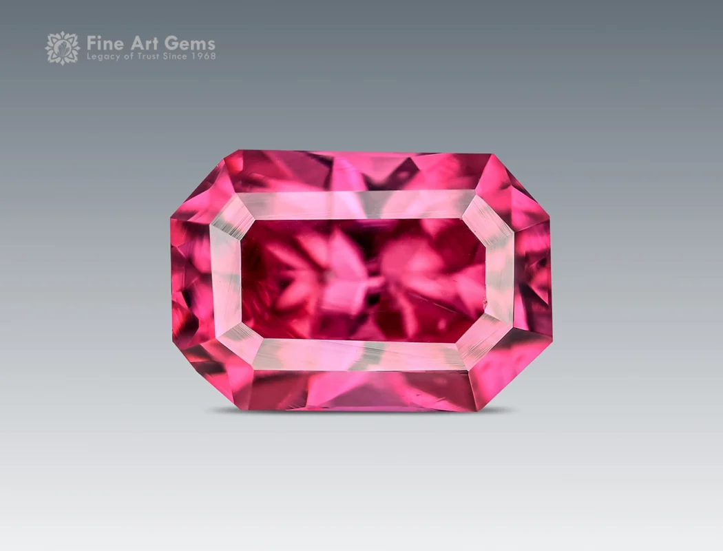 Pink emerald cut Rhodolite Garnet gemstone weighing 0.75 carat from Africa