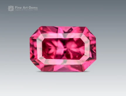 Pink emerald cut Rhodolite Garnet gemstone weighing 0.75 carat from Africa
