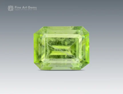 0.85 carat emerald cut apple-green peridot from Pakistan