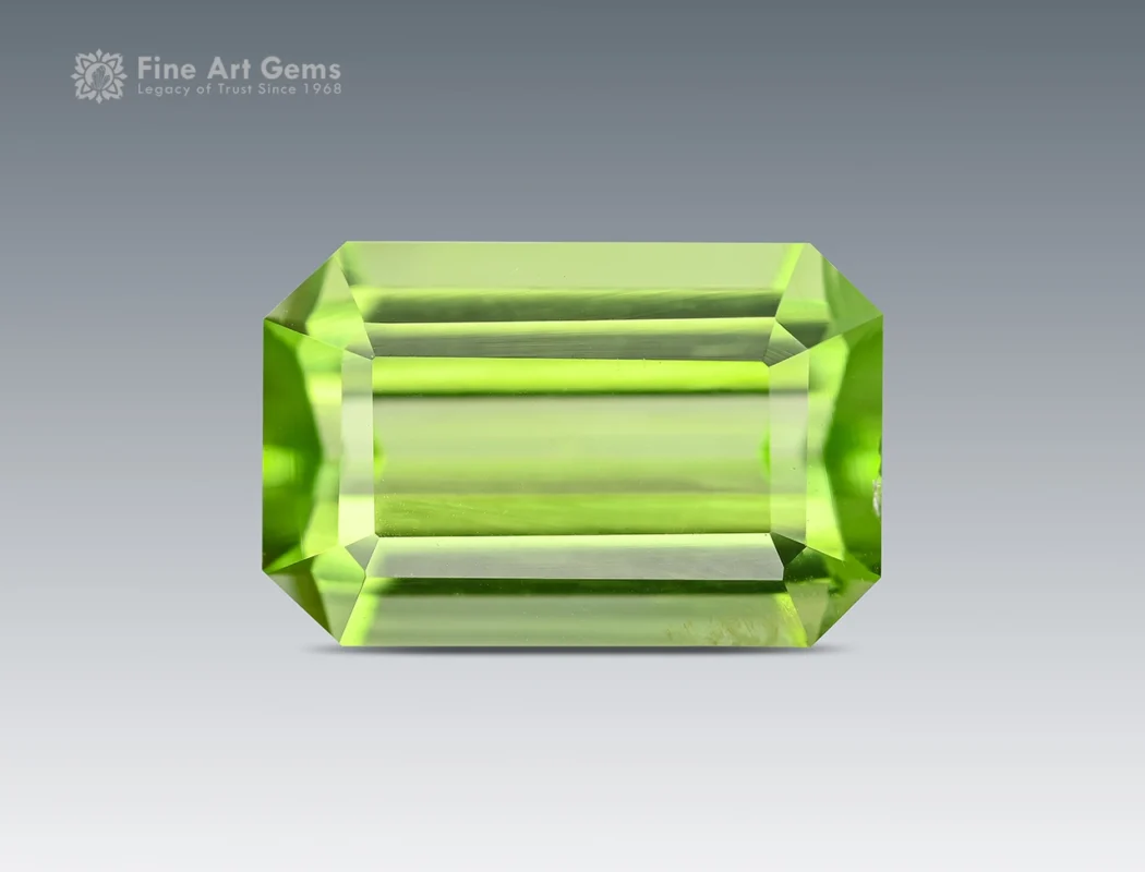1.20 carat emerald cut apple-green peridot from Pakistan