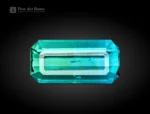 Natural bluish green emerald cut tourmaline gemstone from Afghanistan, weighing 1.25 carats