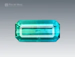Natural bluish green emerald cut tourmaline gemstone from Afghanistan, weighing 1.25 carats