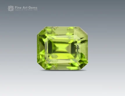 Apple green 1.30 carat emerald-cut Peridot gemstone from Pakistan