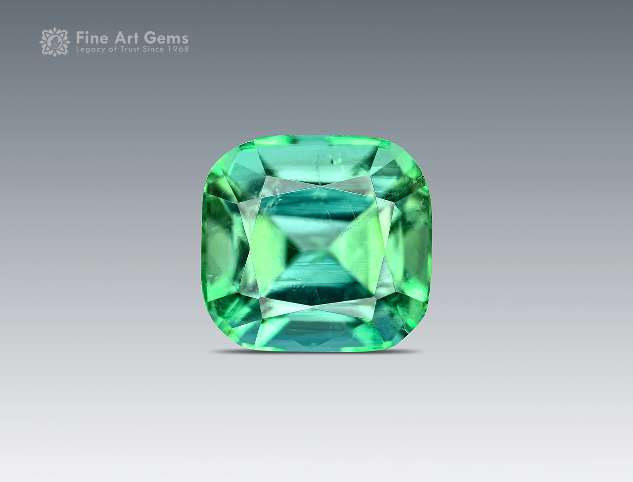 1.95 carat cushion cut tourmaline from Afghanistan (2) 1.95 carat cushion cut mint-green tourmaline from Afghanistan