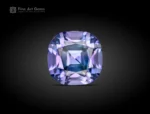Eye-clean purple cushion-cut Apatite gemstone from Afghanistan with excellent brilliance and UV fluorescence.