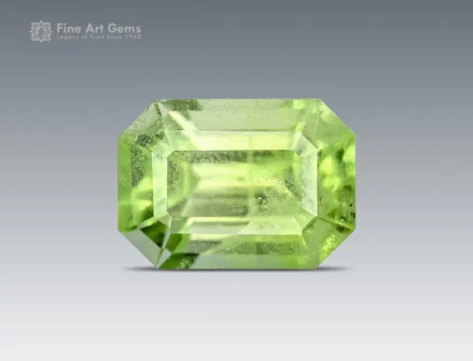 0.85 carat emerald-cut apple green Peridot gemstone from Pakistan
