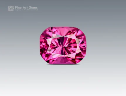 0.65 carat cushion cut rhodolite garnet from Africa with raspberry pink color