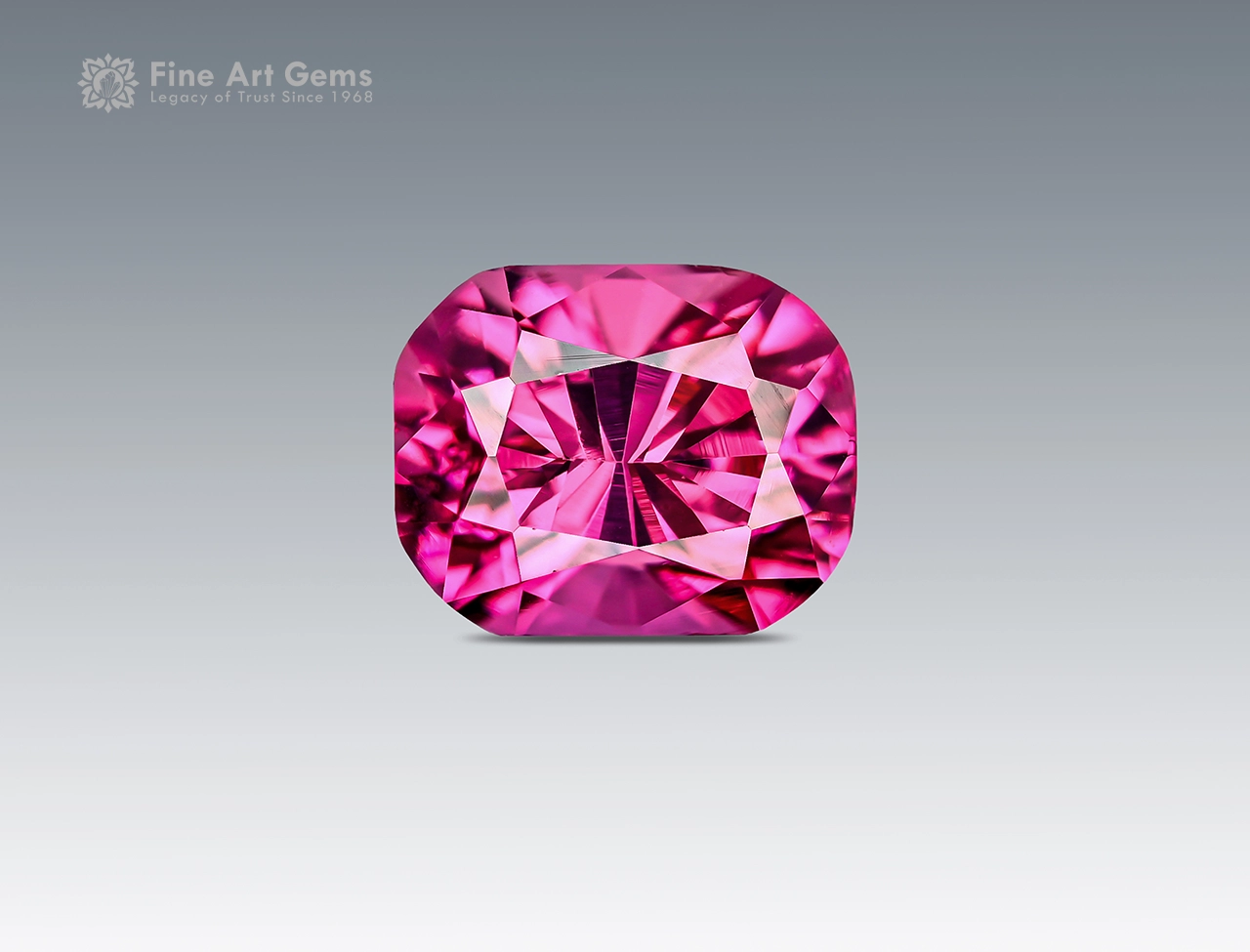 0.65 Carat Cushion Cut Rhodolite Garne (2) 0.65 carat cushion cut rhodolite garnet from Africa with raspberry pink color
