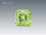 Emerald cut apple green peridot gemstone from Pakistan, 0.80 carat, untreated