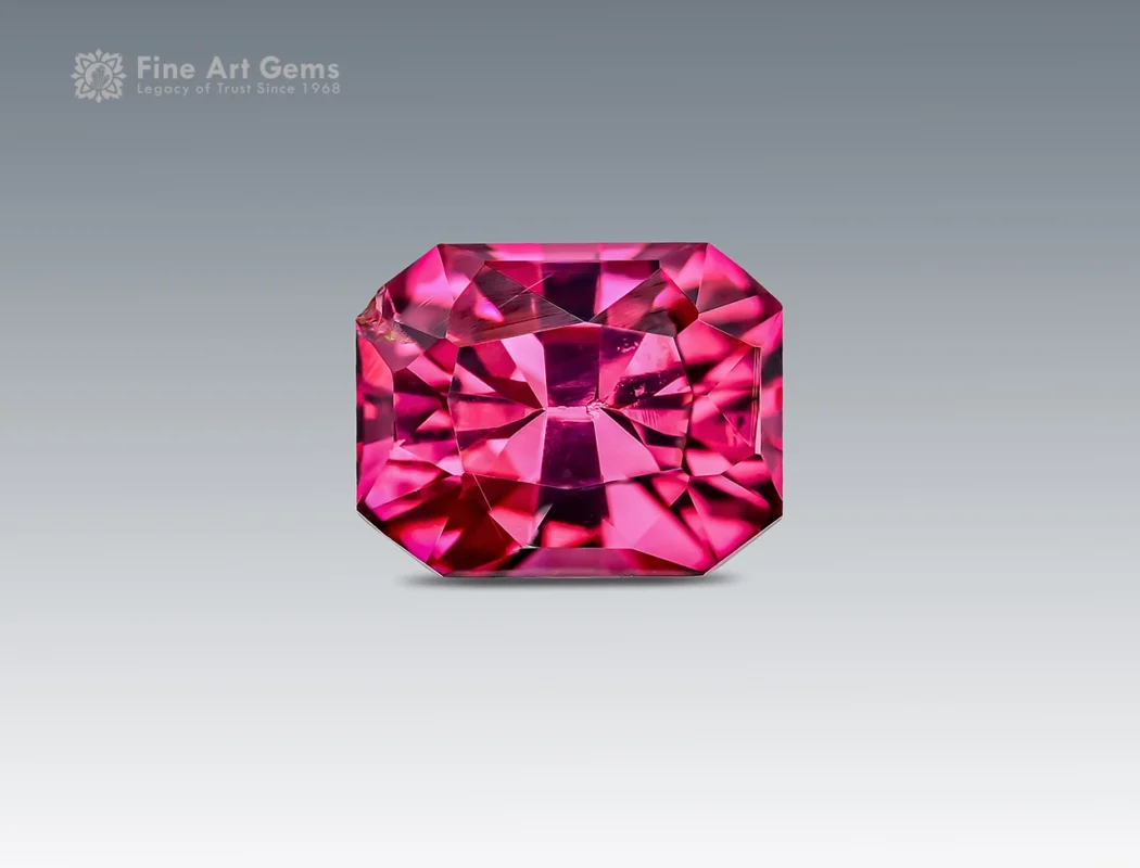 0.90 carat raspberry pink Rhodolite Garnet from Africa with bright faceting