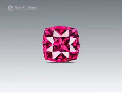 Natural 0.95 carat cushion cut rhodolite garnet with raspberry pink color from Africa.