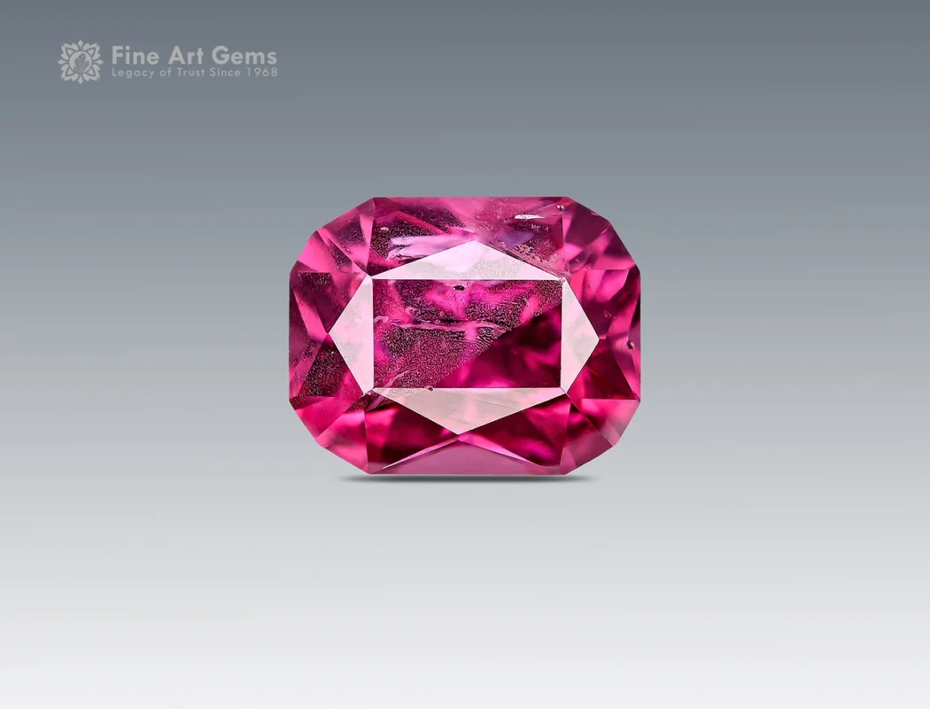 Raspberry pink cushion-cut rhodolite garnet from Africa