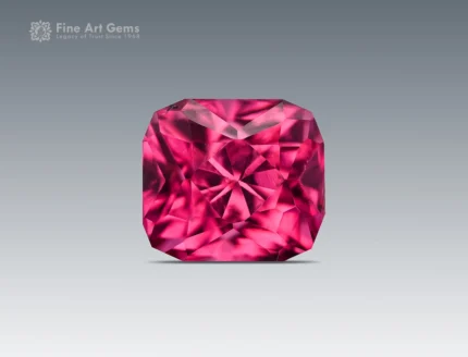 1 carat cushion cut rhodolite garnet from Africa with raspberry pink color