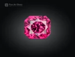 Natural 1 carat cushion cut rhodolite garnet with vivid raspberry pink color, eye-clean clarity, and excellent brilliance from Africa.