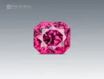 Natural 1 carat cushion cut rhodolite garnet with vivid raspberry pink color, eye-clean clarity, and excellent brilliance from Africa.