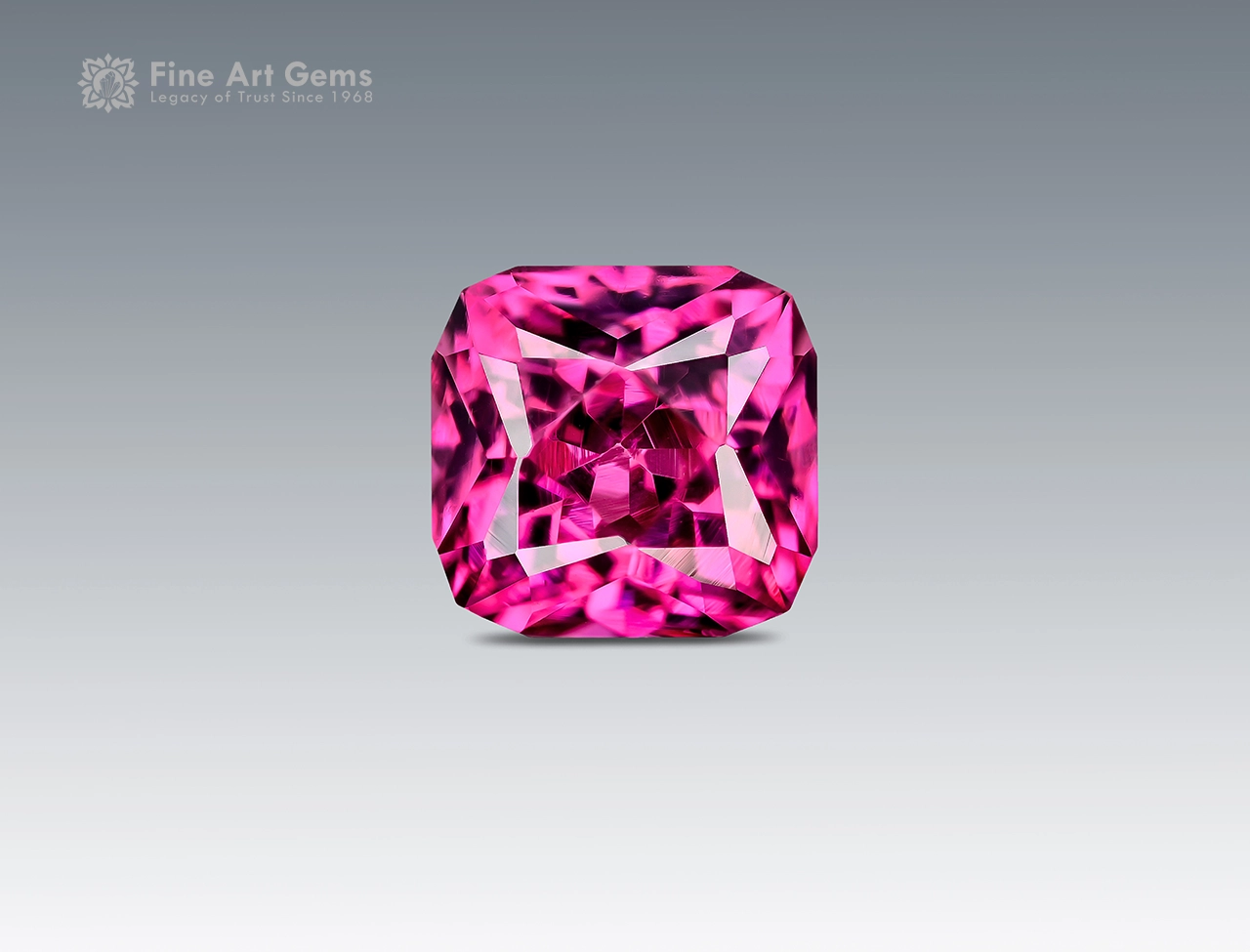 1.05 Carat Cushion Cut Rhodolite Garnet Africa (2) Eye-clean 1.05 carat cushion cut rhodolite garnet displaying vivid raspberry pink color and excellent brilliance from Africa.