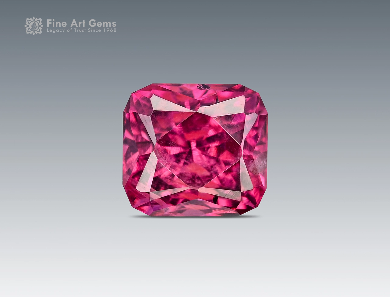 1.05 ct cushion cut raspberry pink rhodolite garnet from Africa (1) Cushion cut raspberry pink rhodolite garnet gemstone from Africa, 1.05 carats, untreated